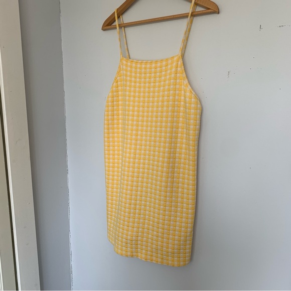 ZARA YELLOW GINGHAM MINI DRESS - Picture 11 of 12